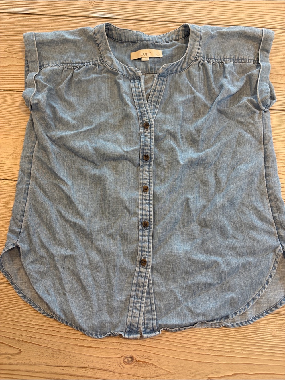 LOFT Chambray Button-Front Top